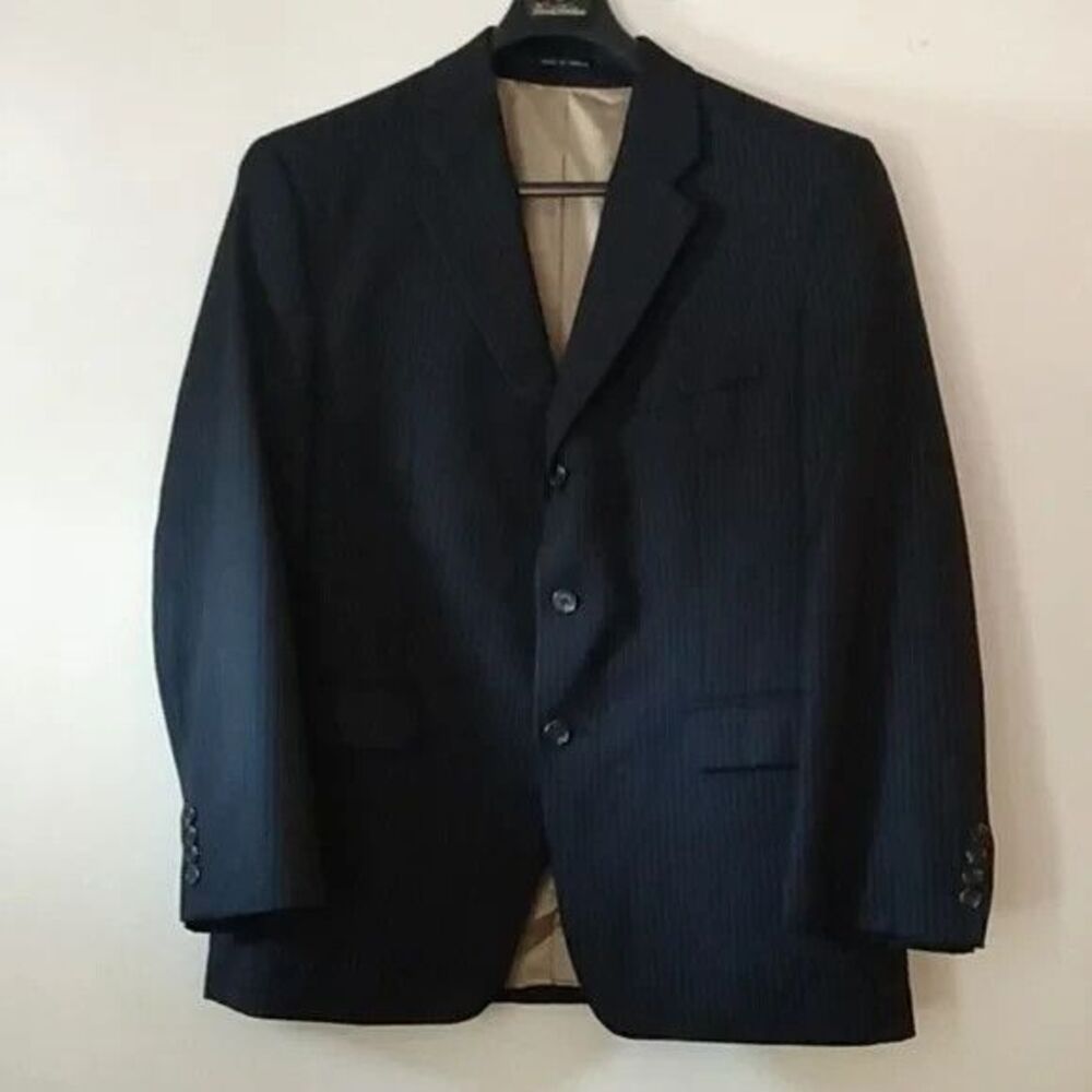 Lauren Ralph Lauren Wool Navy Pinstripe Blazer 38 Made in Canada